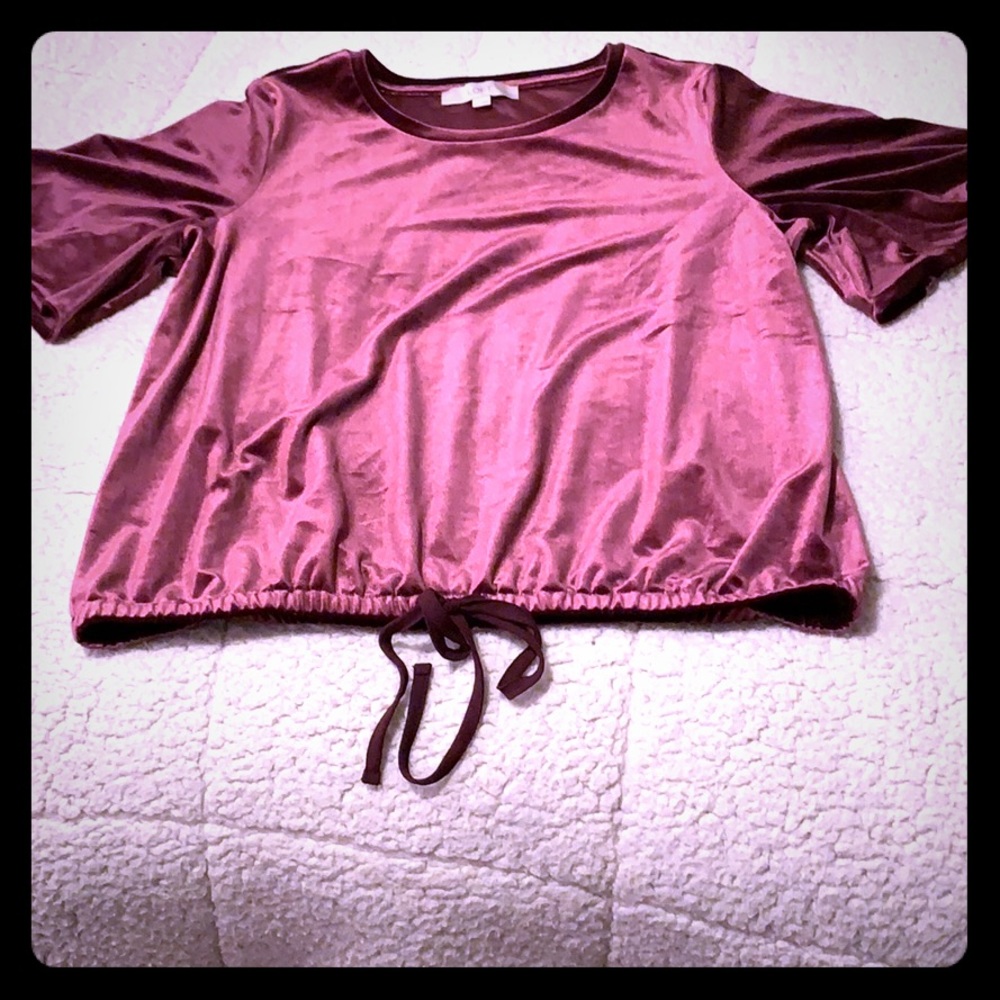 Maroon Velvet top - Loft Size M - cinch bottom